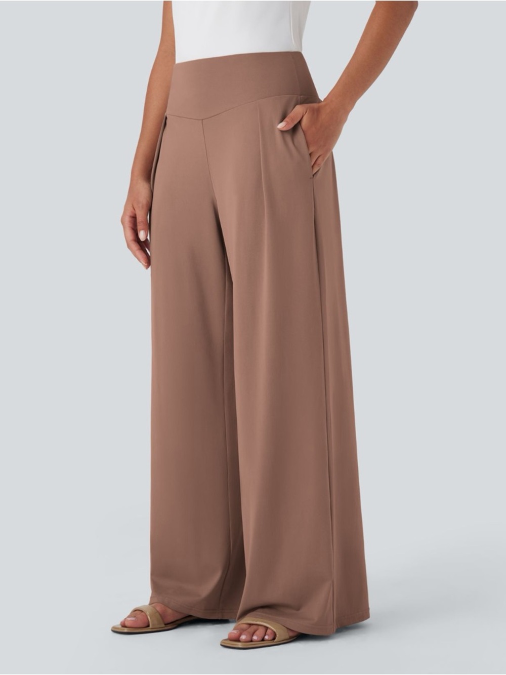 Halara High Waisted Wide Leg Casual Pants With Pockets *as is*